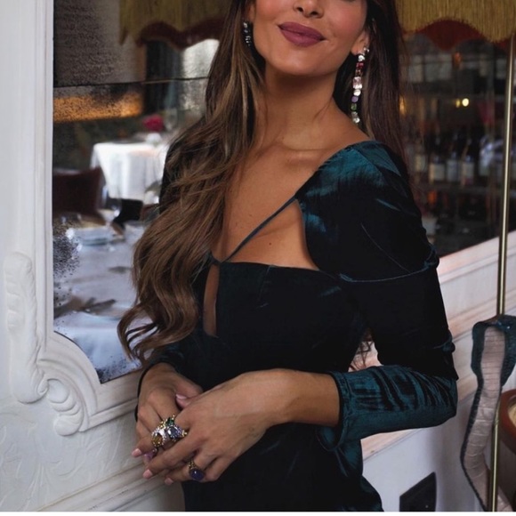 New ZARA GREEN VELVET DRESS - Picture 6 of 16